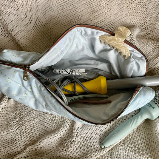 Blue Floral Hair Tools Bag