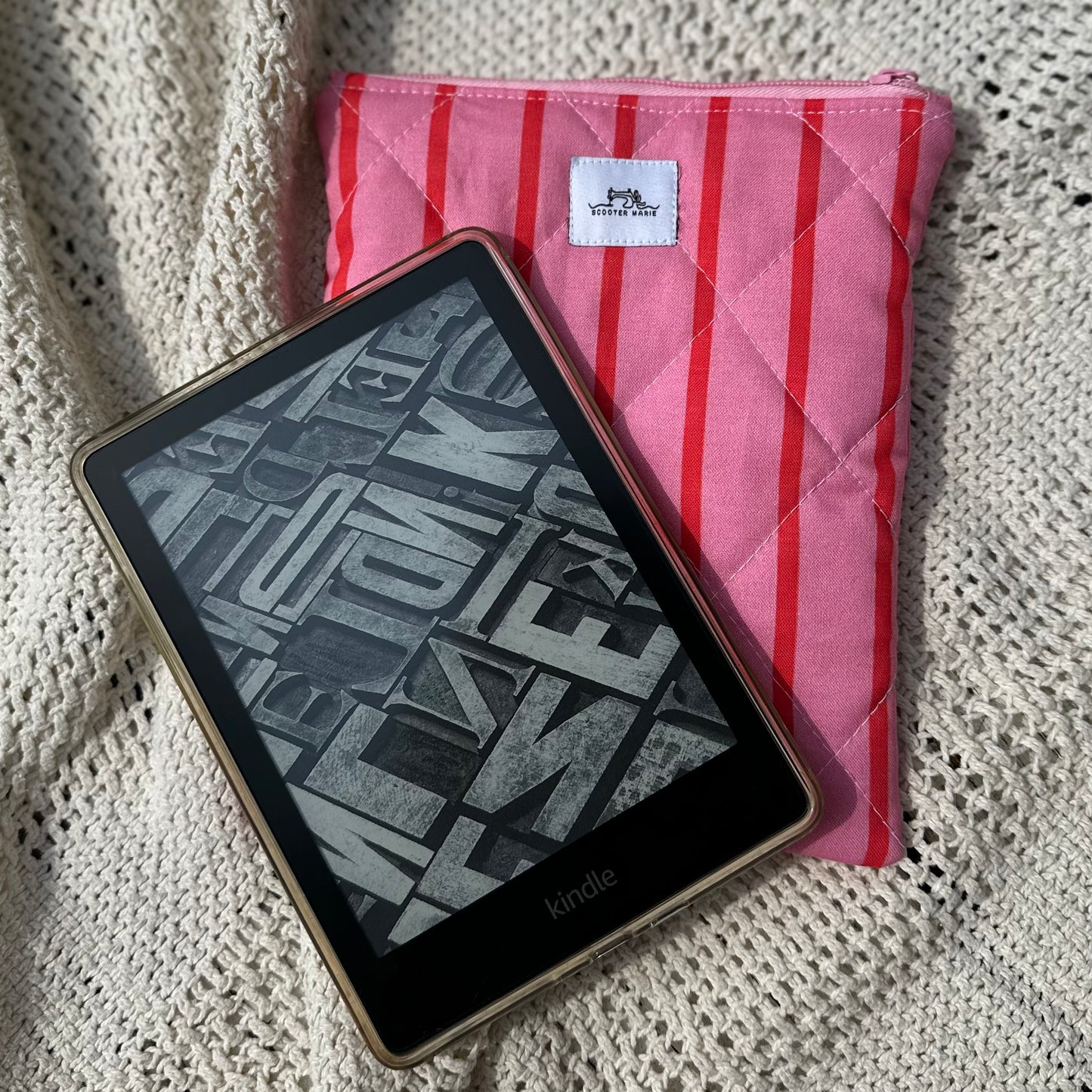 Pink and Red Candy Stripe Kindle Sleeve