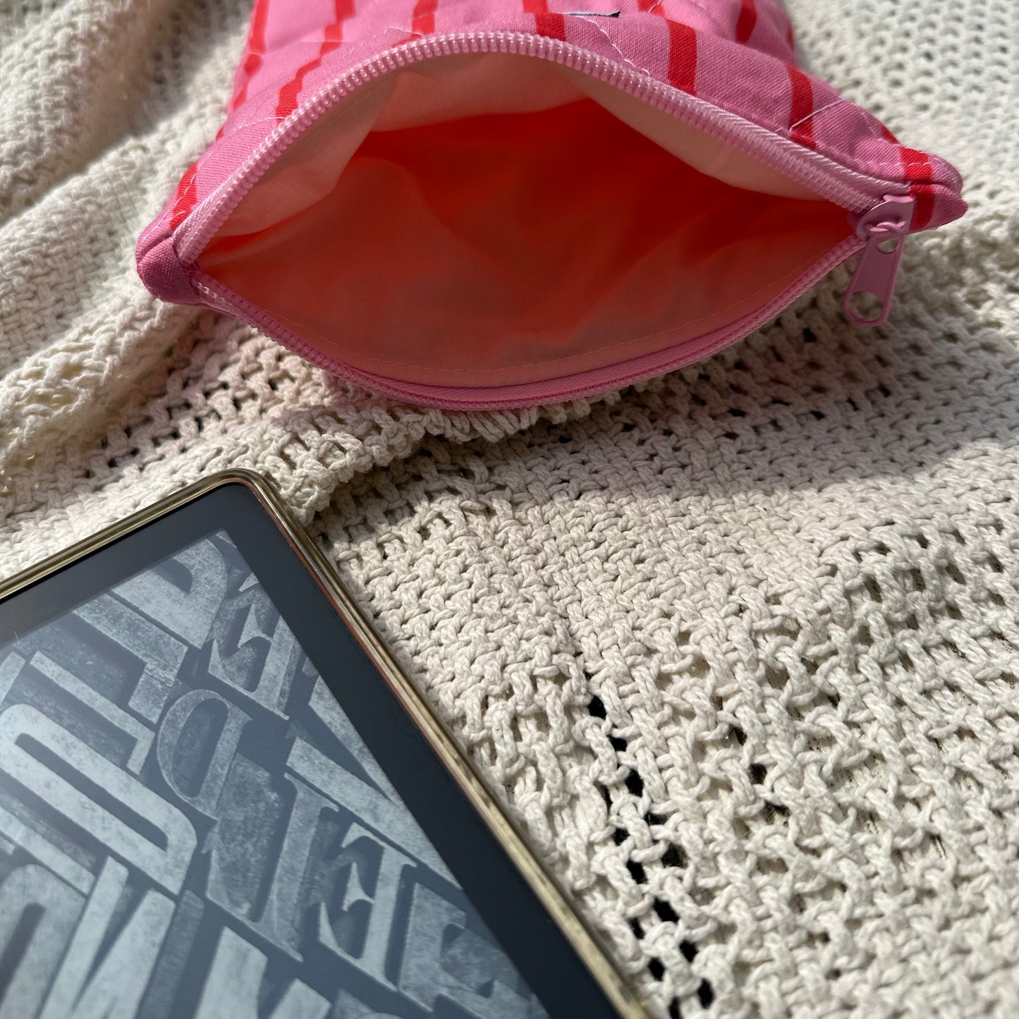 Pink and Red Candy Stripe Kindle Sleeve