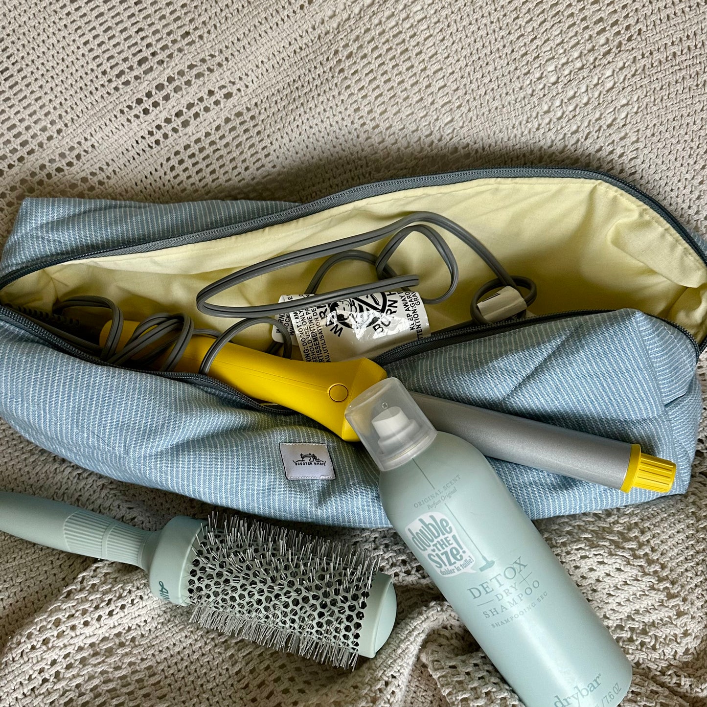 Blue and White Hair Tools Bag