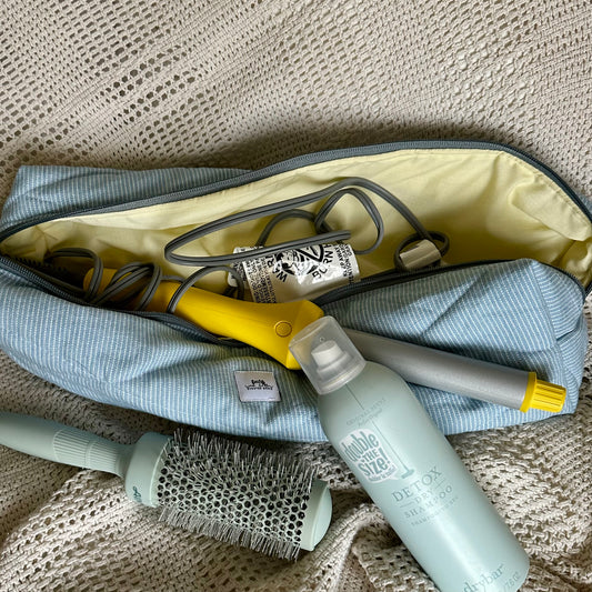 Blue and White Hair Tools Bag