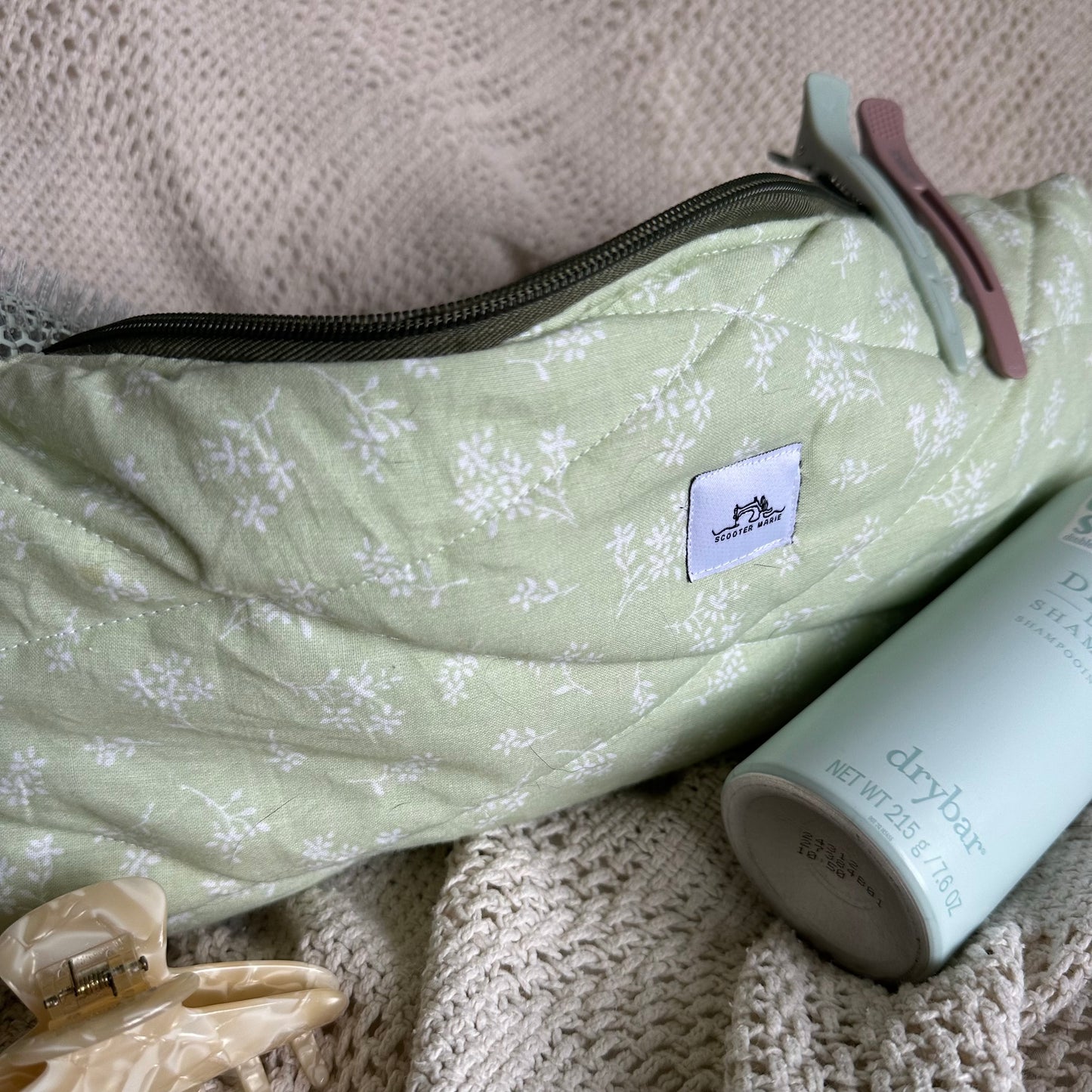 Green Floral Hair Tools Bag
