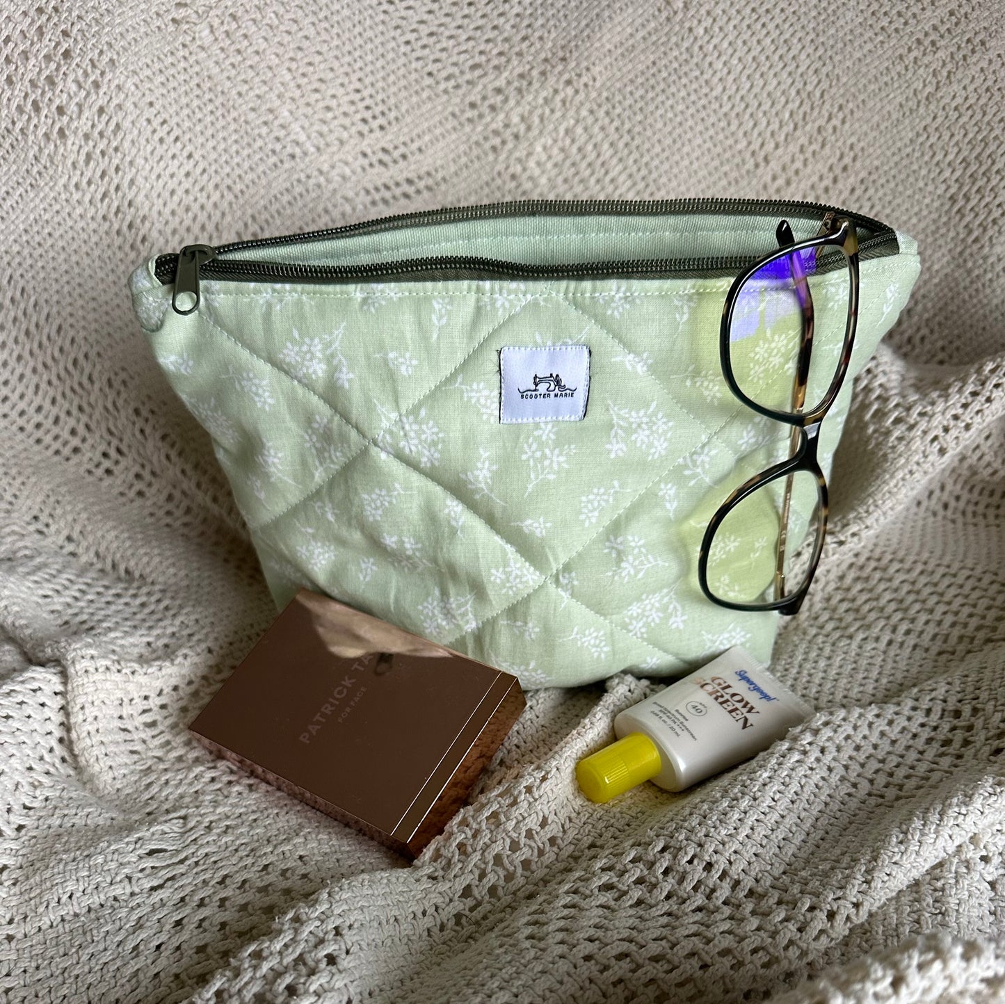 Green Floral Pouch