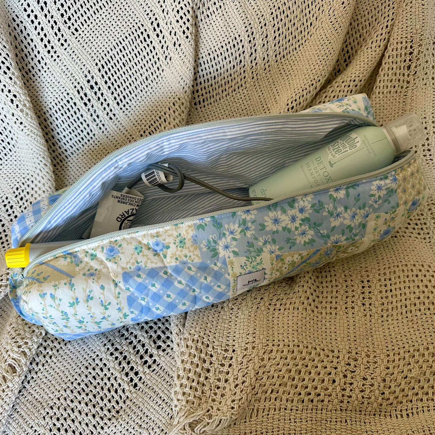 Blue Quilted Hair Tools Bag