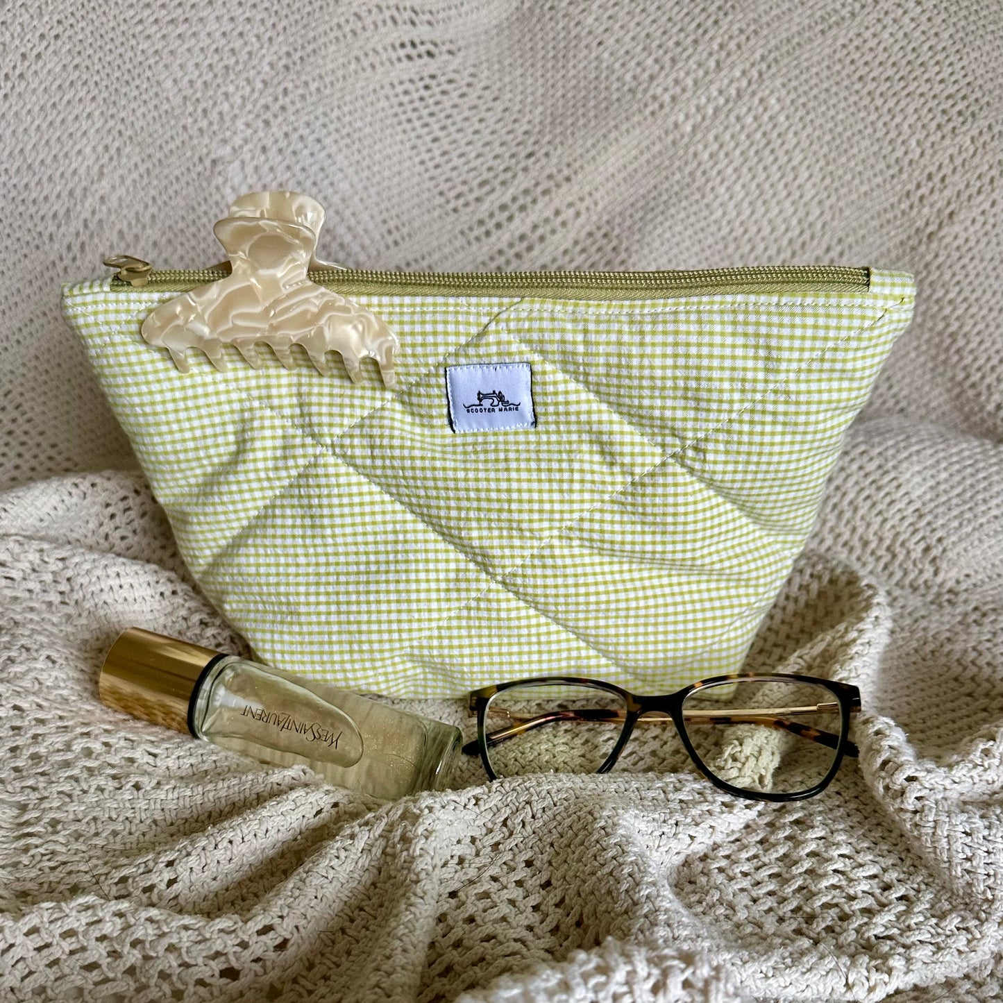 Green Checkered Pouch