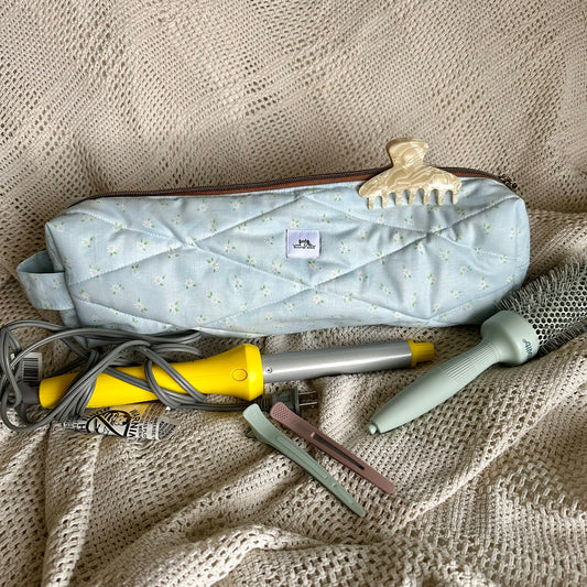 Blue Floral Hair Tools Bag
