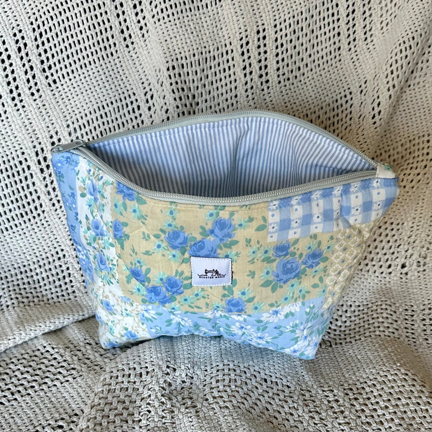 Blue Quilted Pouch