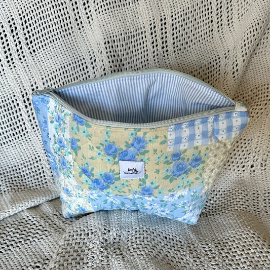 Blue Quilted Pouch