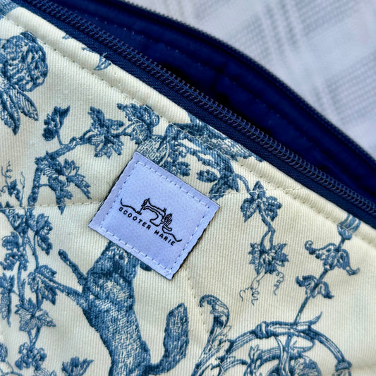 Blue Toile Pouch