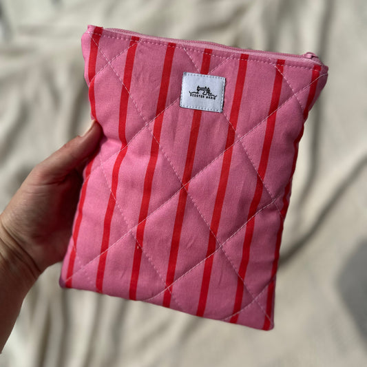Pink and Red Candy Stripe Kindle Sleeve